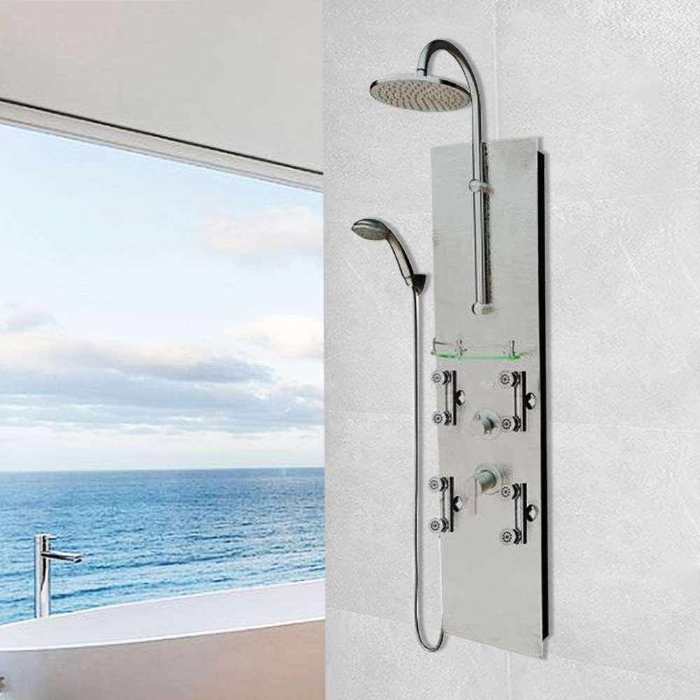 8-Jet Shower System with Hammer Nickel Panel in Brushed Nickel (BST631)