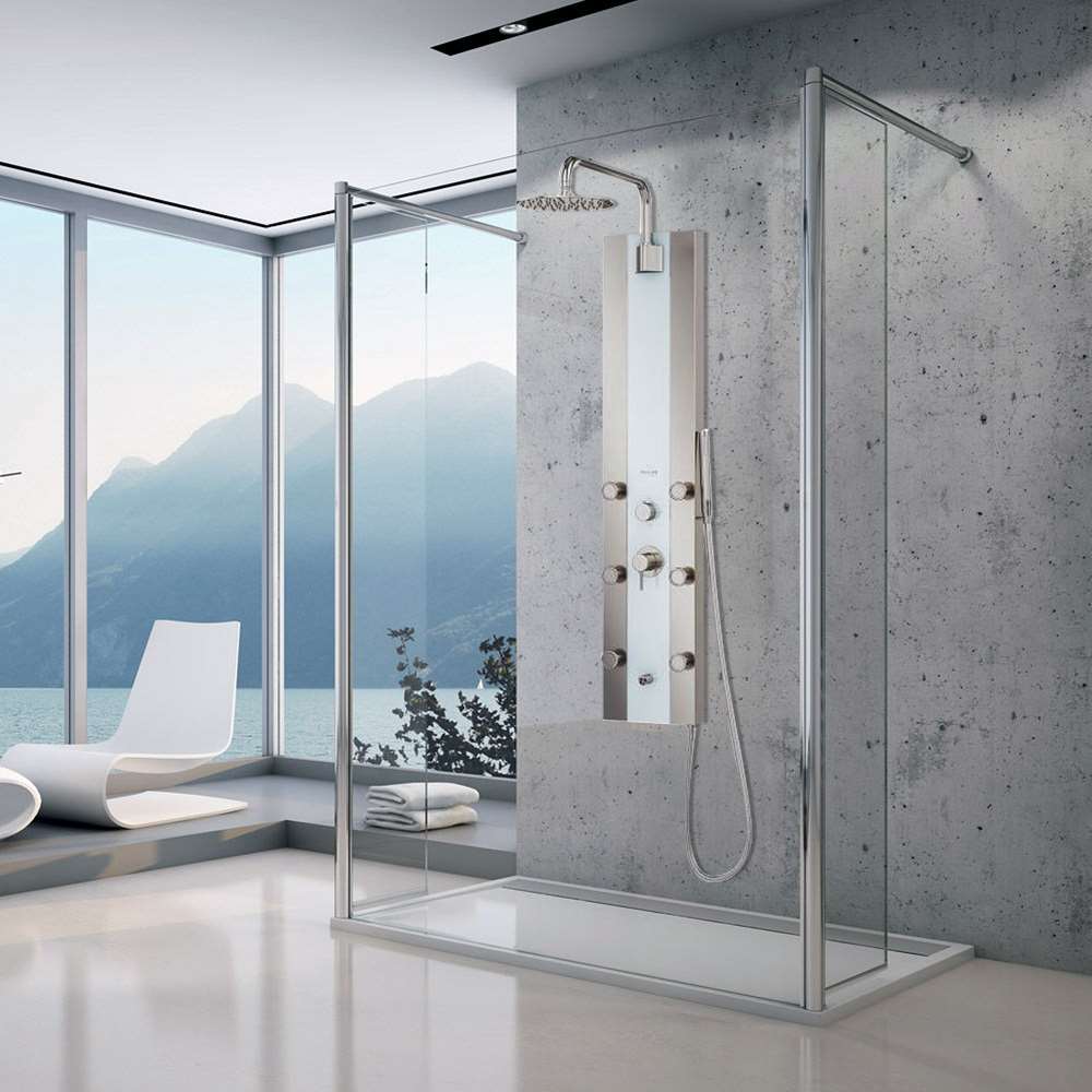 6-Jet Shower System in White Glass (BST633)
