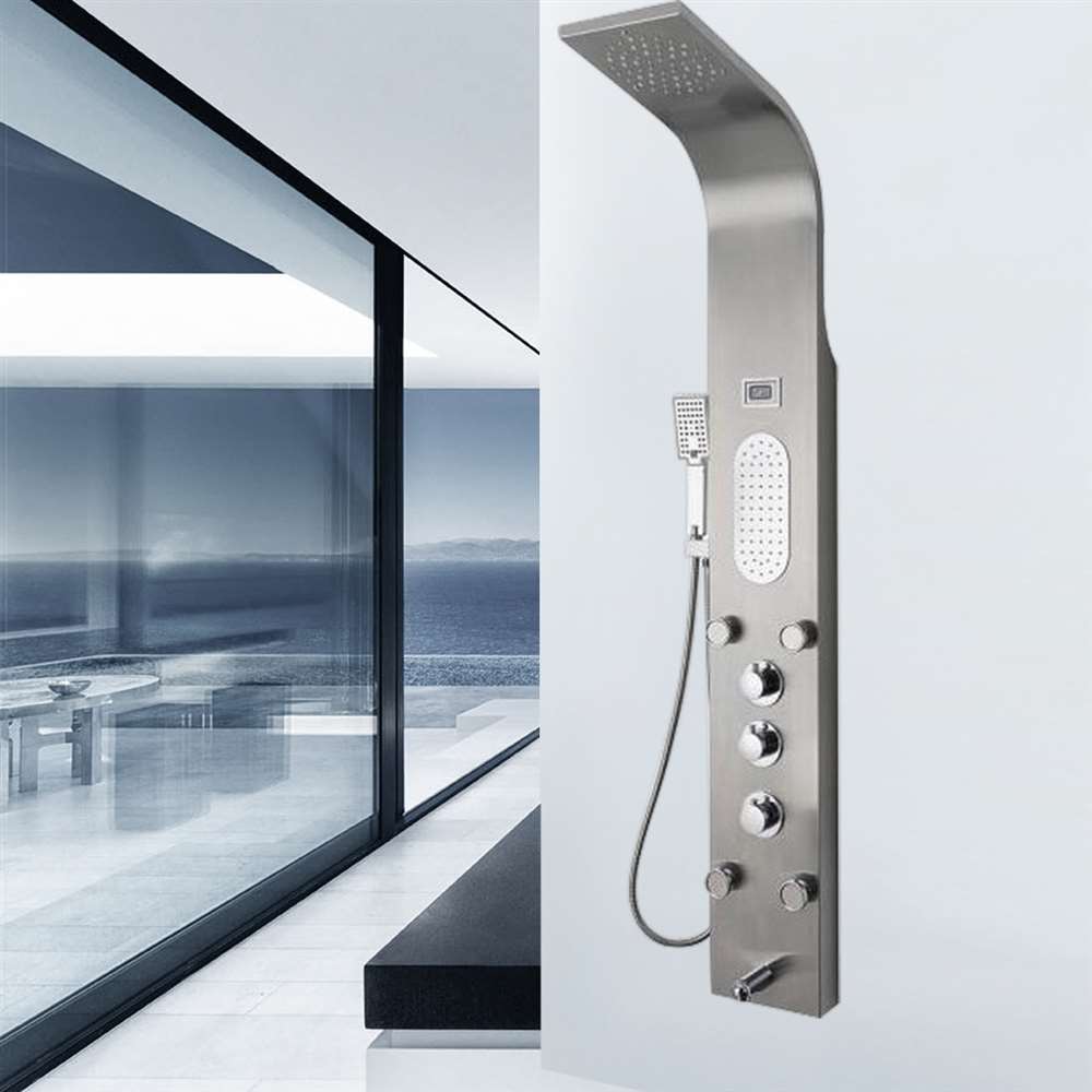 59 inch Shower Panel System in Stainless Steel with Rainfall Mist Head and Wand (BST643)