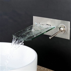 Lima Hospitality Wall Mount Waterfall Brushed Nickel Bathroom Faucet