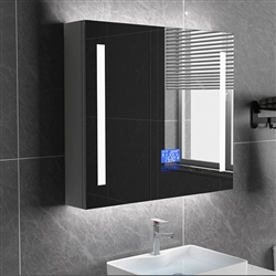 Revit Families Smart Bathroom Wall Mount Mirror Cabinet In Double Door With Anti Fog, Clock And Bluetooth Function