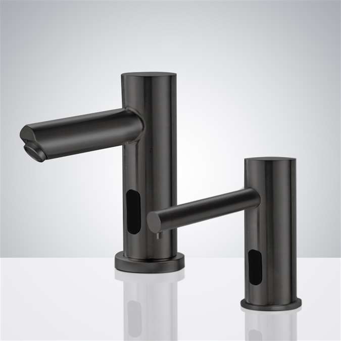 BathSelect Dark Oil Rubbed Bronze Finish Freestanding Dual Automatic Commercial Sensor Faucet And Soap Dispenser