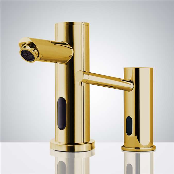 BathSelect Gold Finish Dual Sensor Faucet and Soap Dispenser