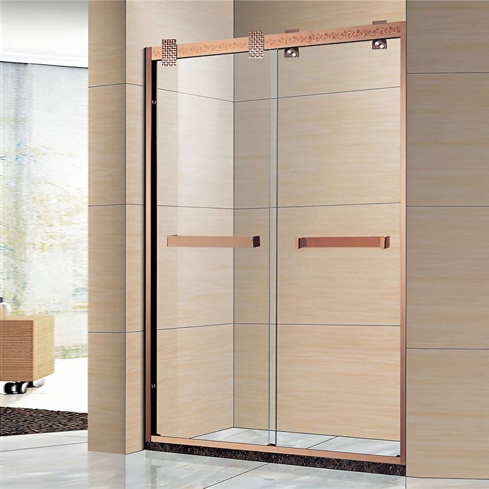 Aluminium Framed Rose Gold Finish Luxury Sliding Shower Door (BST9976)