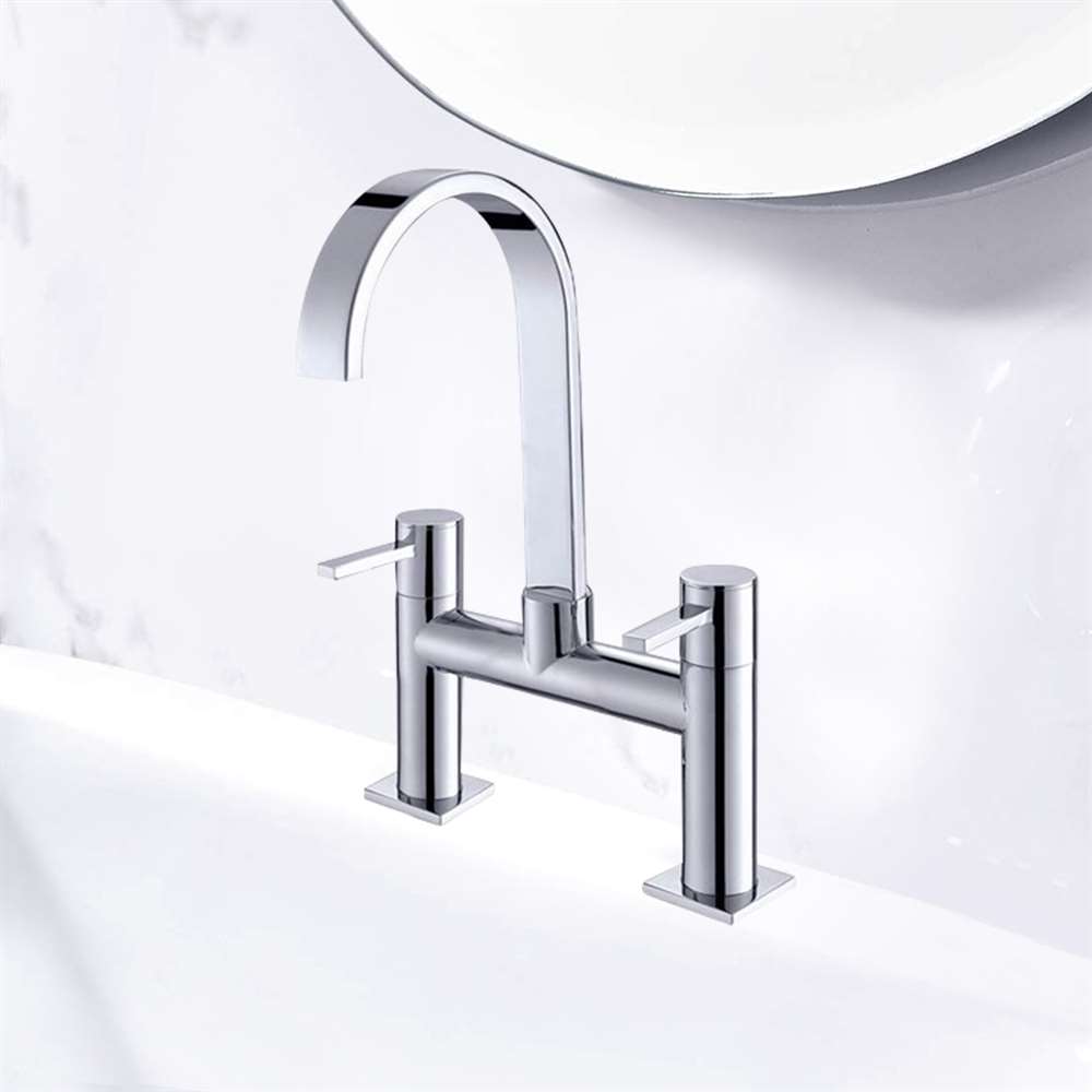 Contemporary Double Handle Widespread Bathroom Faucet Wave Series