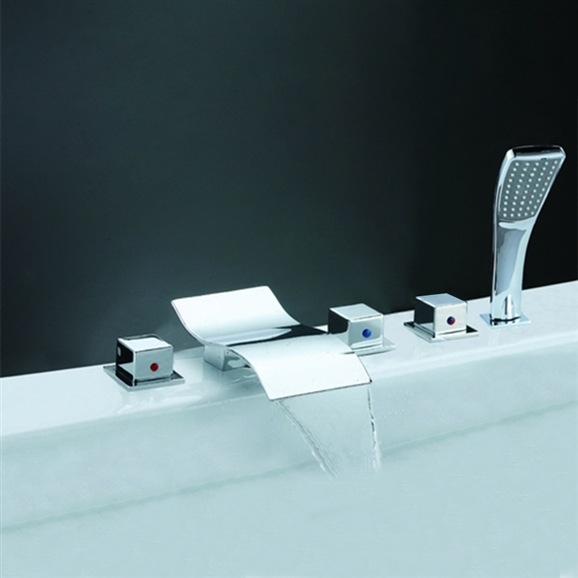 BathSelect BSY-8015-F1 chrome bathtub mixer with hand shower