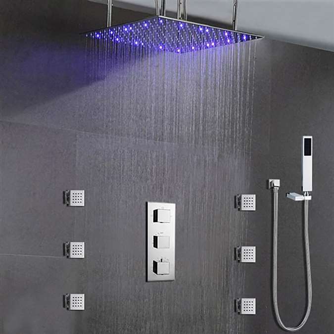 Royal Multi Color Water Powered Led Shower with Adjustable Body Jets and Mixer