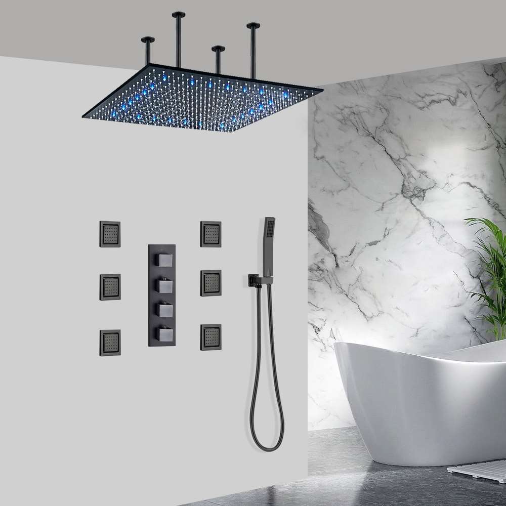 24 inch Royal Multi Color Water Powered LED Shower with Adjustable Body Jets and Mixer (BT-977RB-1)