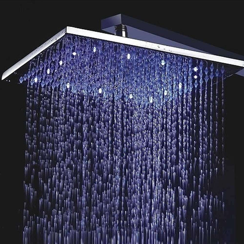 16 inch Brushed Stainless Steel Square Color Changing LED Rain Shower Head (BT-K001-7B)