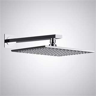 Hospitality Showerhead 16" Brushed Stainless Steel Square Color Changing LED Rain Shower Head