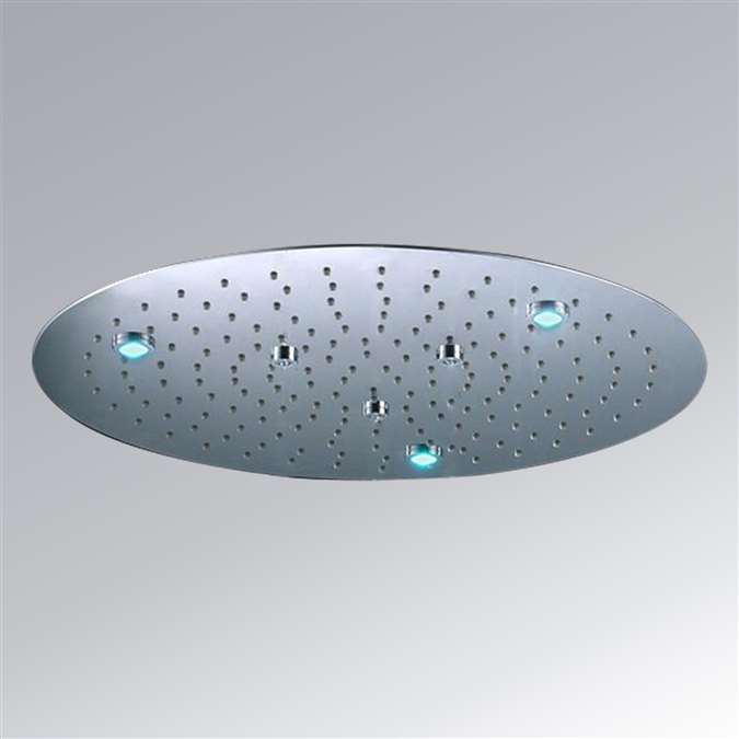 20" Recessed Stainless Steel Round Color Changing LED Rain Shower Head
