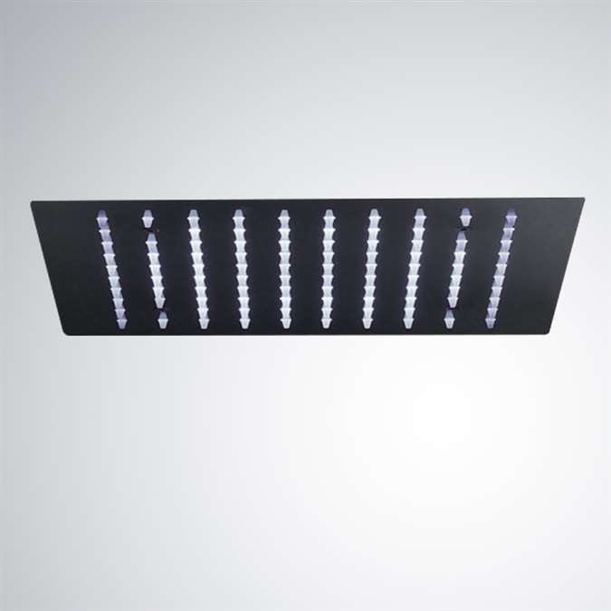 20 by 14 recessed stainless steel LED rain shower head in dark oil rubbed bronze matte black (BTD099-OR)