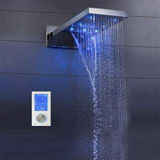 Hospitality BathSelect Lano 22" Contemporary Multi Color Water Powered LED Shower Head In Brushed Nickel