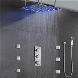 BathSelect Juno 24 inch LED rain shower head thermostatic shower set
