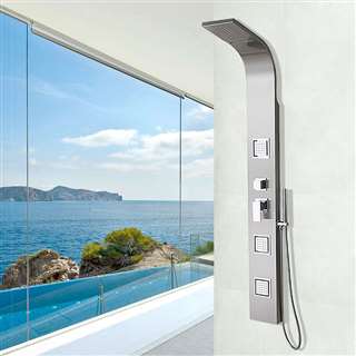 Lenox Stainless Steel Rainfall Waterfall Shower Panel with Pulsating Massage Body Sprays Lenox Stainless Steel Rainfall Waterfall Shower Panel with Pulsating Massage Body Sprays