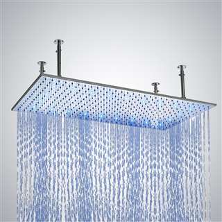 Modern 20"x40" LED Stainless Steel Rectangle Kohler Shower Head Brushed Nickel Finish