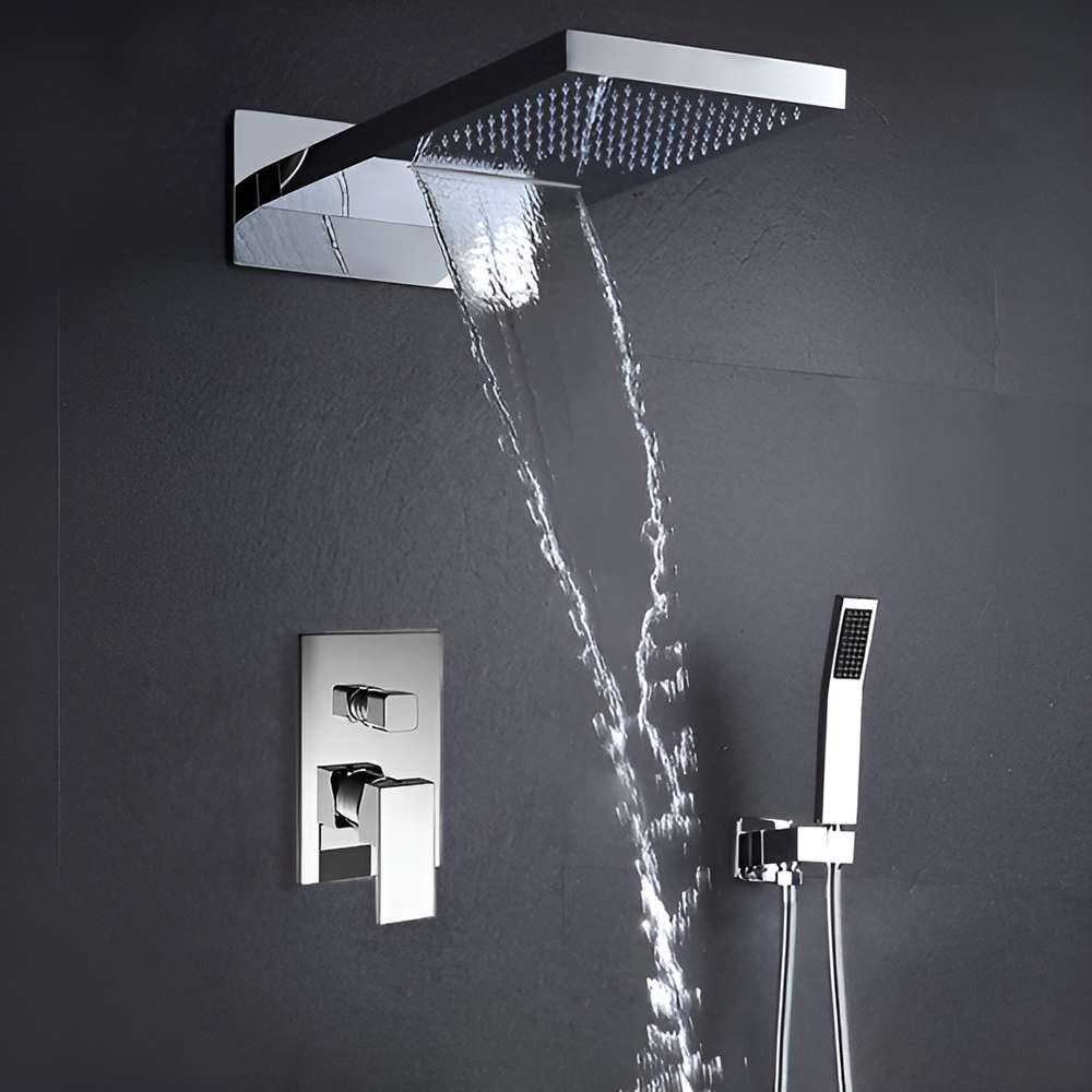 22 inch Lina multifunctional shower head mirror chromed polished 2-way rainfall set (BZ-5793)