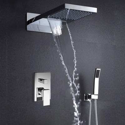 22" Lina Multifunctional Shower Head Mirror Chromed Polished 2 Way Rainfall Shower Set