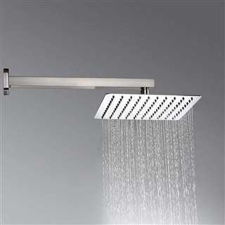 Revit Families Nickel Brushed 12"Ultrathin Shower Head Wall Mount Shower Faucet W/ Shower Arm