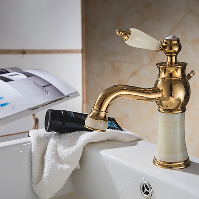 Luxury-Gold-Plate-sink-Faucet-Single-Jade-Handle