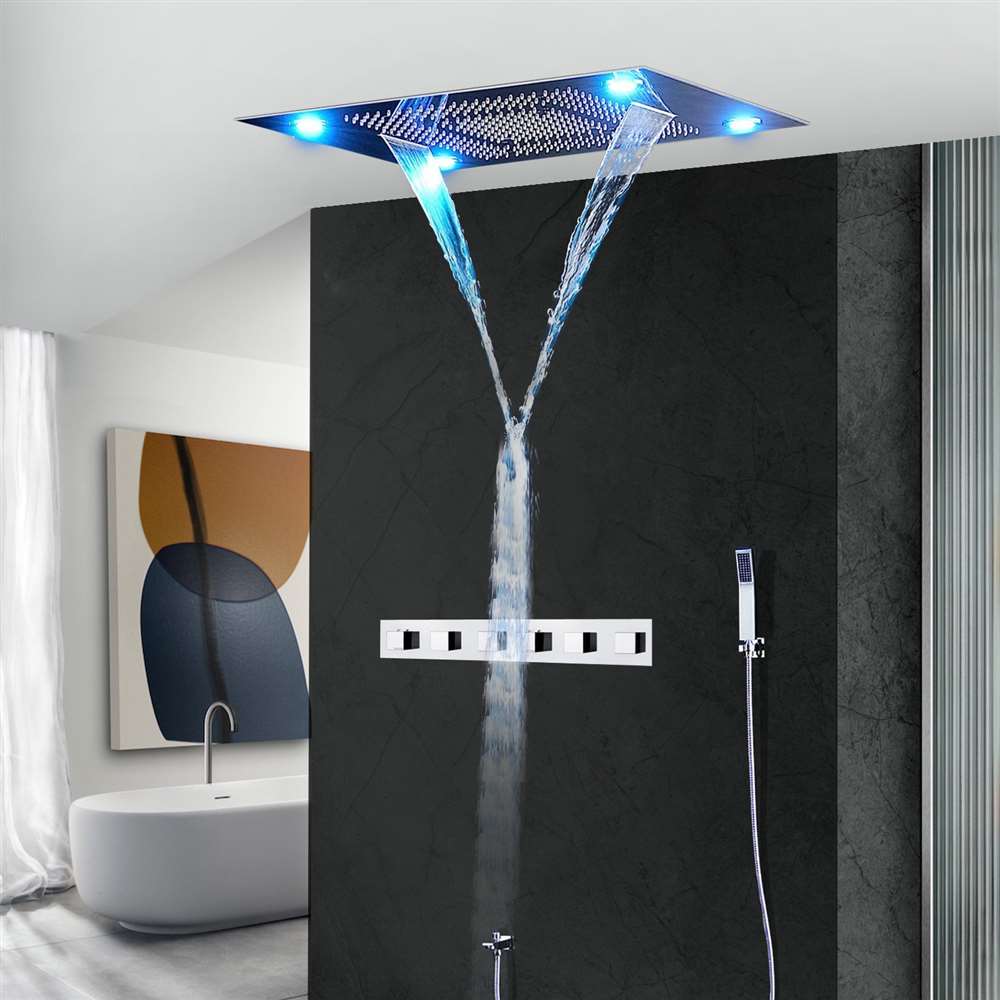 31 Stainless Steel Multi Color Water Powered LED Shower (ZBD017-7)