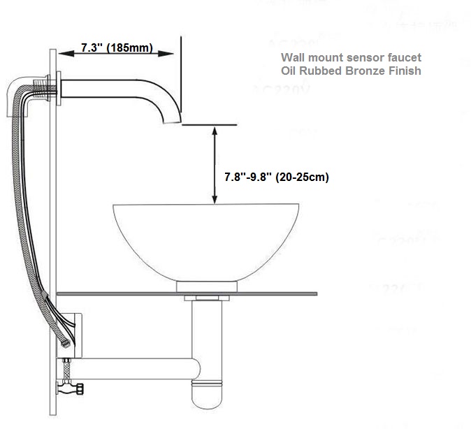 Brio Wall Mount Commercial Sensor Faucets Oil Rubbed Bronze Finish